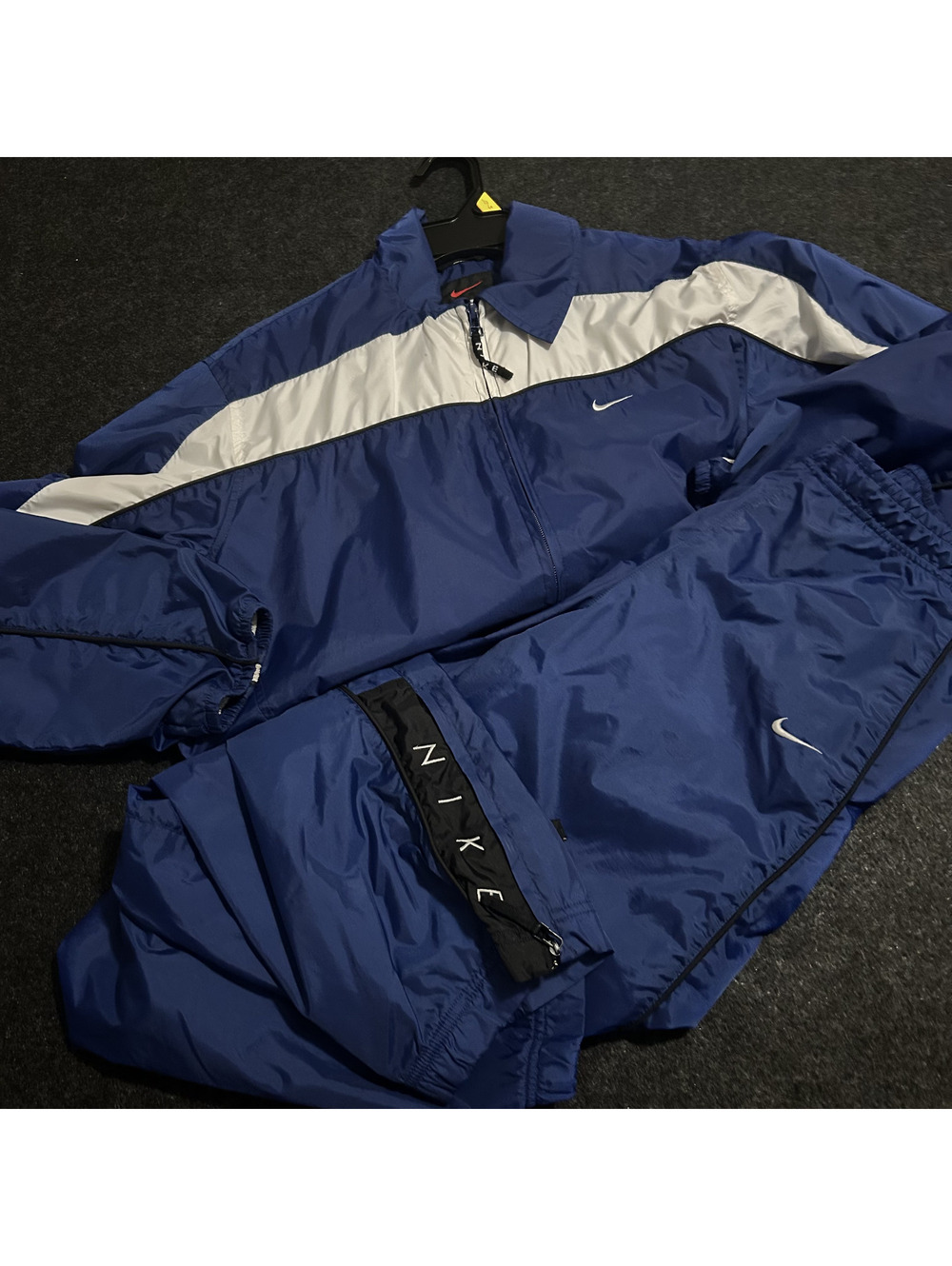 Vintage Nike Track Suit Set Youth Medium Blue White Windbreaker Jacket Pants Y2K